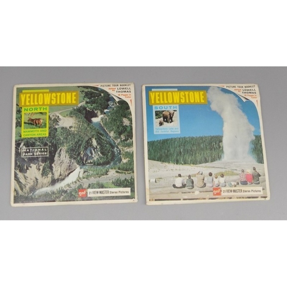 2 GAF View-Master Yellowstone Sets North South Complete Booklet Parks Vintage